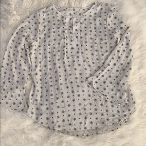 Loft Outlet Mixed Media Ruffle Sleeve Blouse